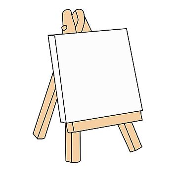 drawing of a tiny art canvas on a tiny stand